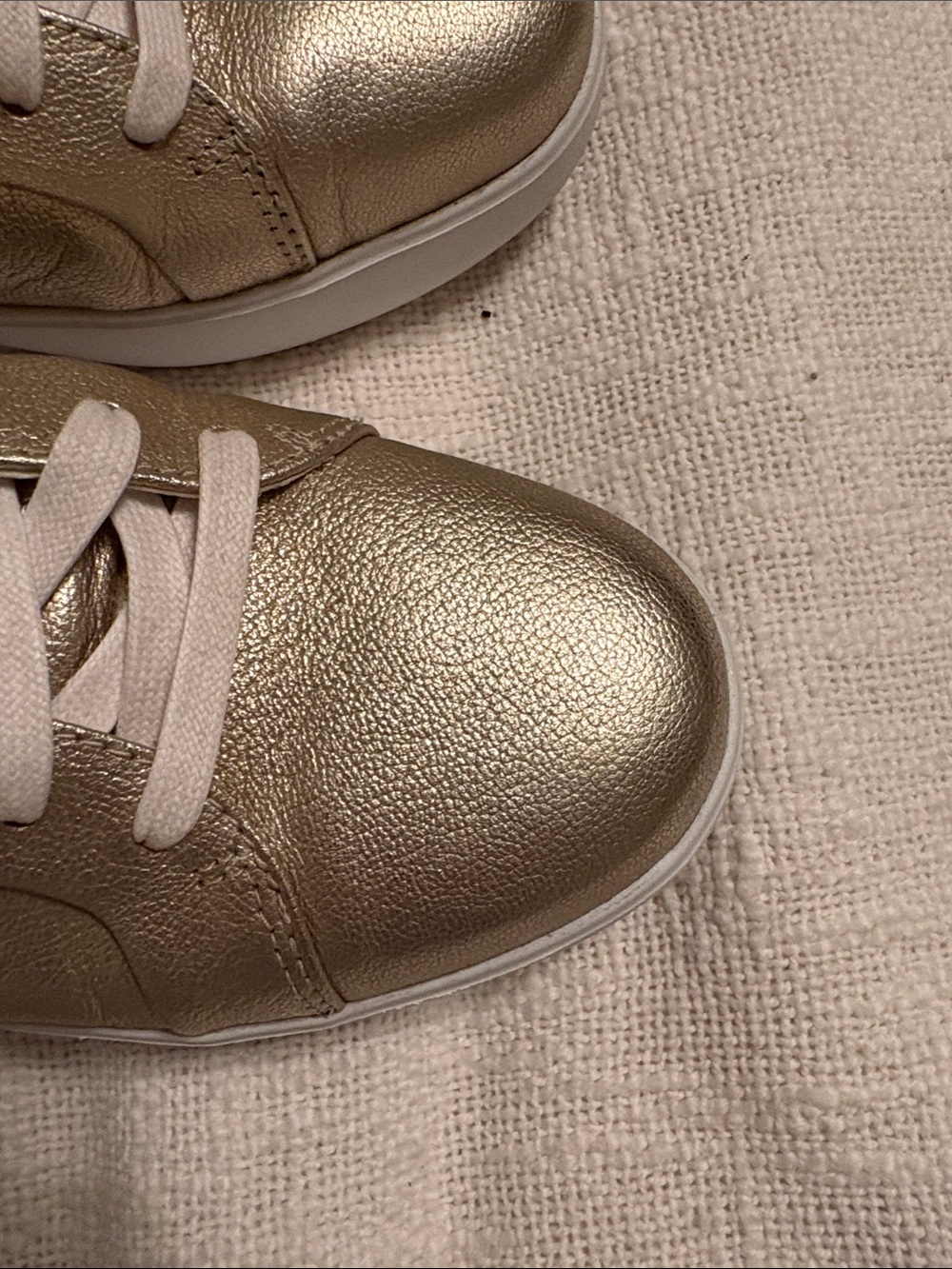 Cole Haan Women’s Metallic Gold Leather Lace-Up Sneakers - Picture 4 of 5